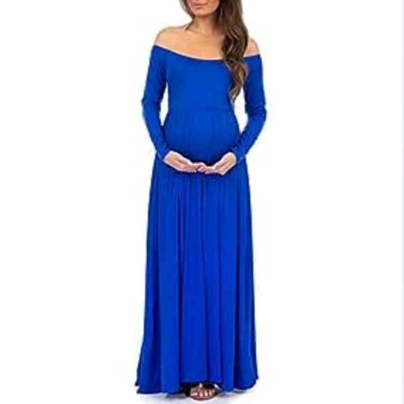 Open Shoulder Maternity Long Sleeve Dress - Picture 1 of 1